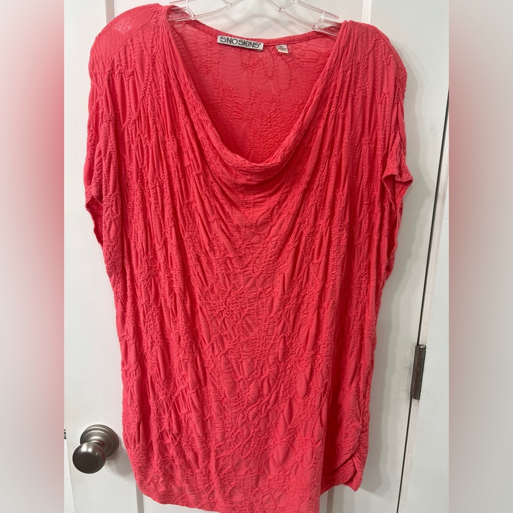 SNO SKINS Coral Cowl Neck Women's Top